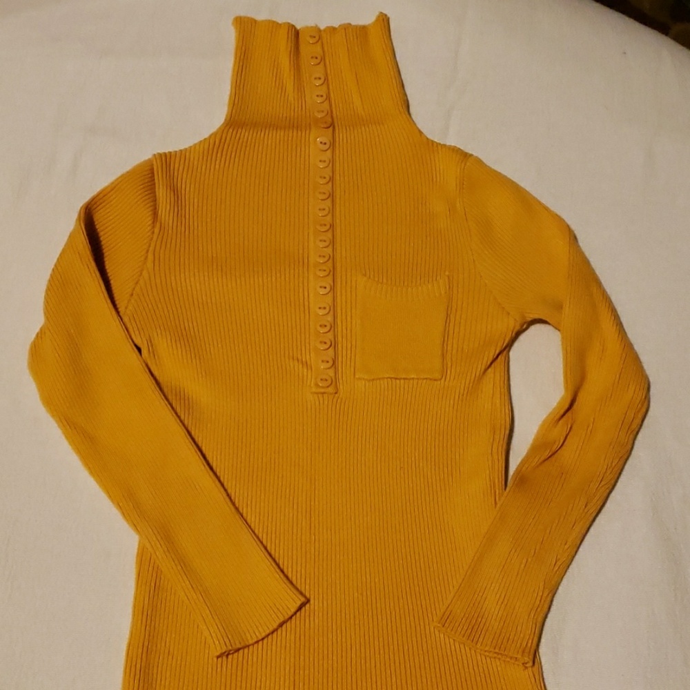 Mustard colored button turtle neck style sweater